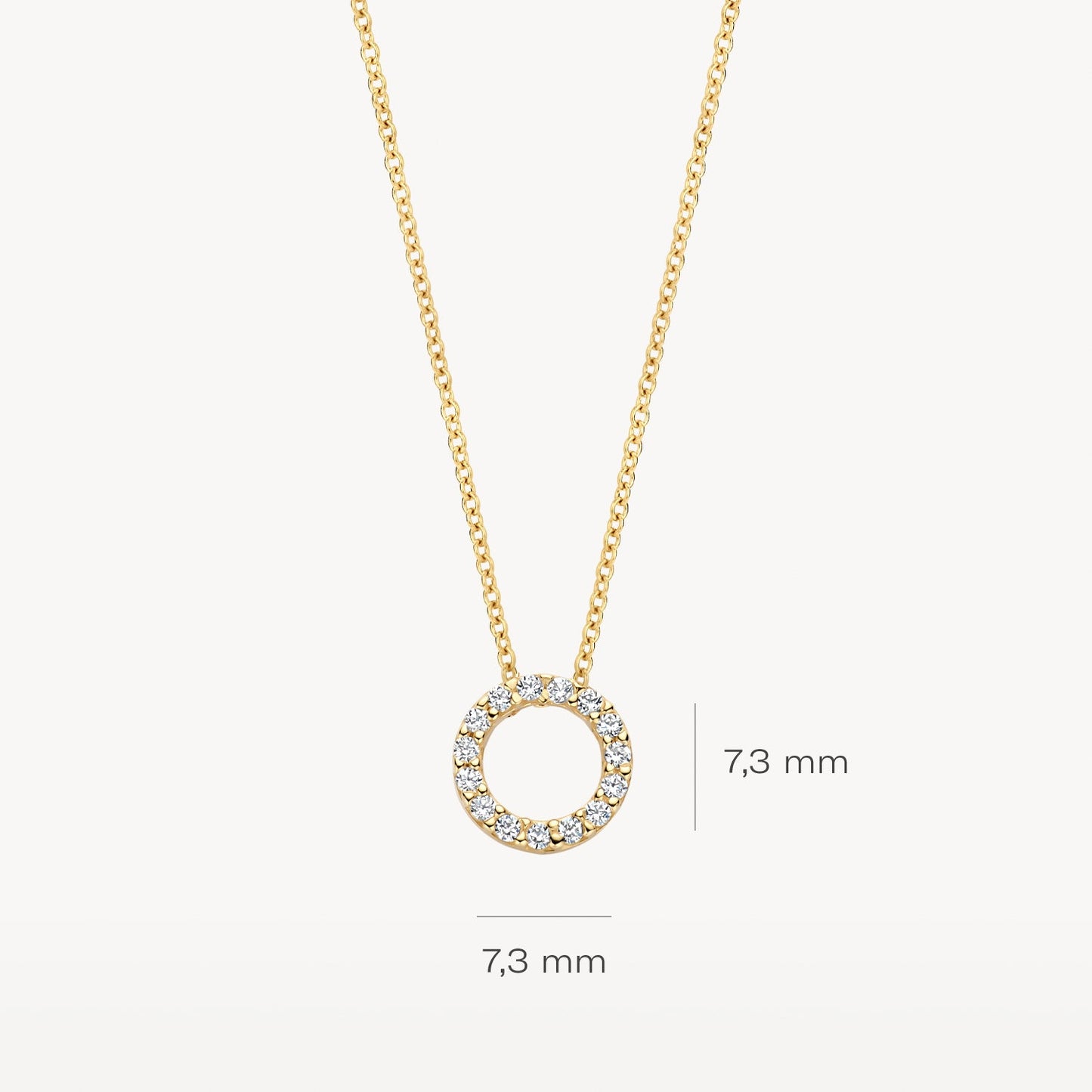 Halskette Kreisform Zirkonia in 585 Gold
