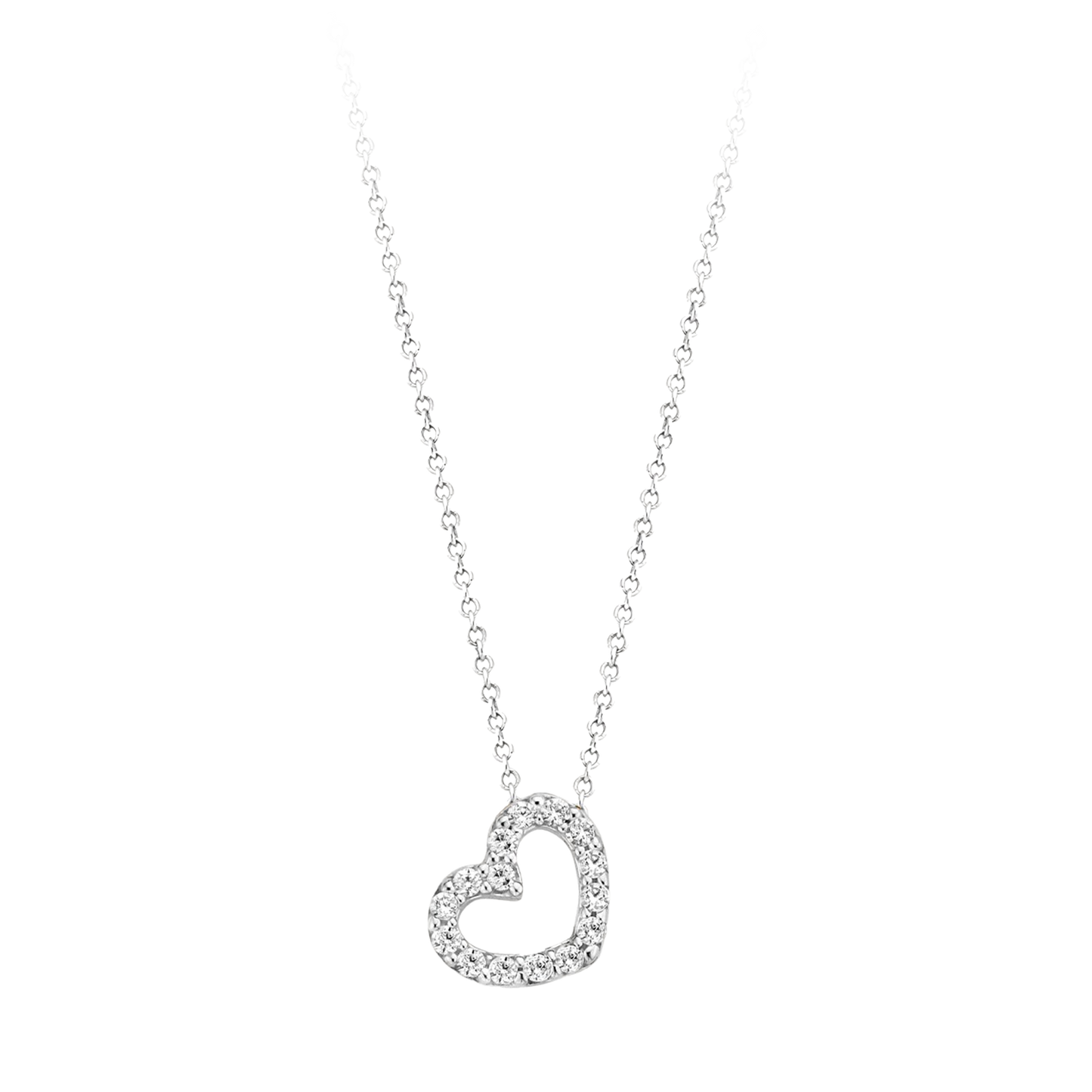 Halskette mit Zirkonia-Herz in 585 Weißgold