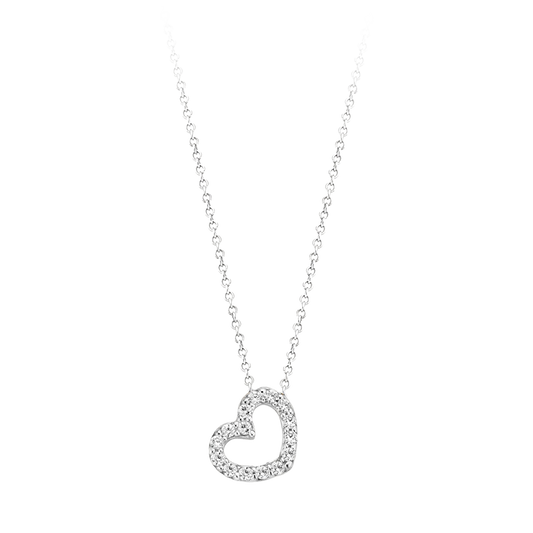 Halskette mit Zirkonia-Herz in 585 Weißgold - PERDONA