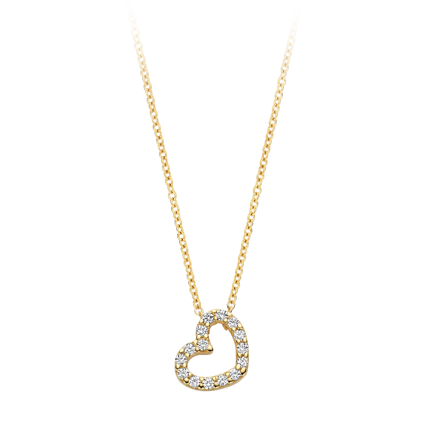 Halskette mit Zirkonia-Herz in 585 Gold