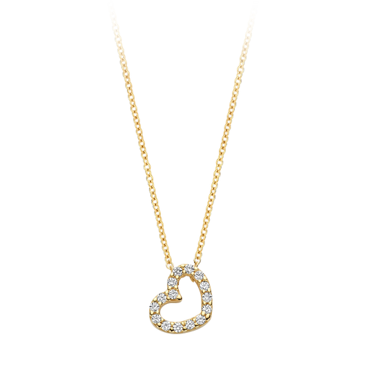 Halskette mit Zirkonia-Herz in 585 Gold - PERDONA