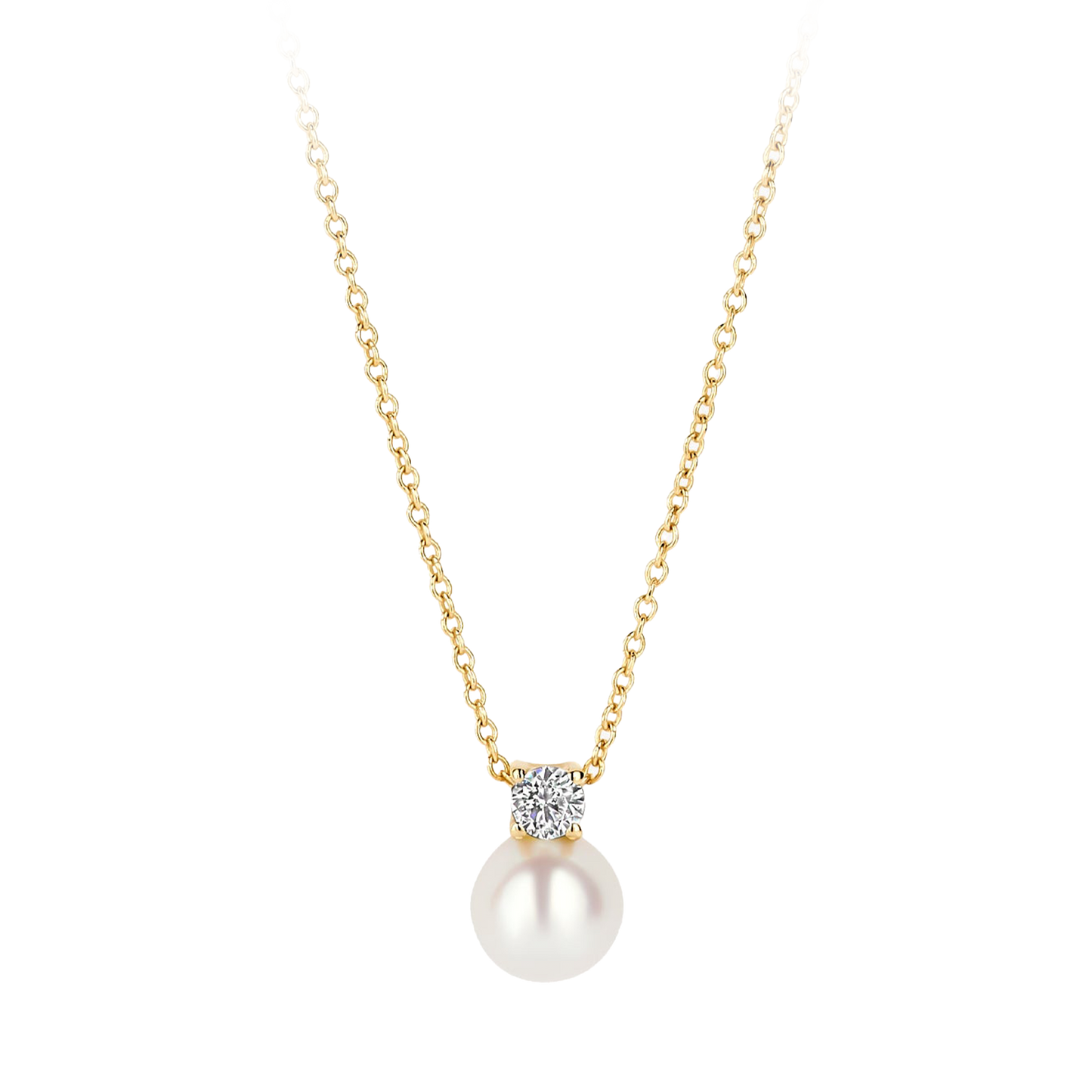 Halskette mit Perle und Zirkonia aus 585 Gold