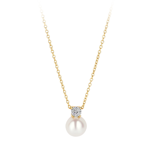Halskette mit Perle und Zirkonia aus 585 Gold - PERDONA