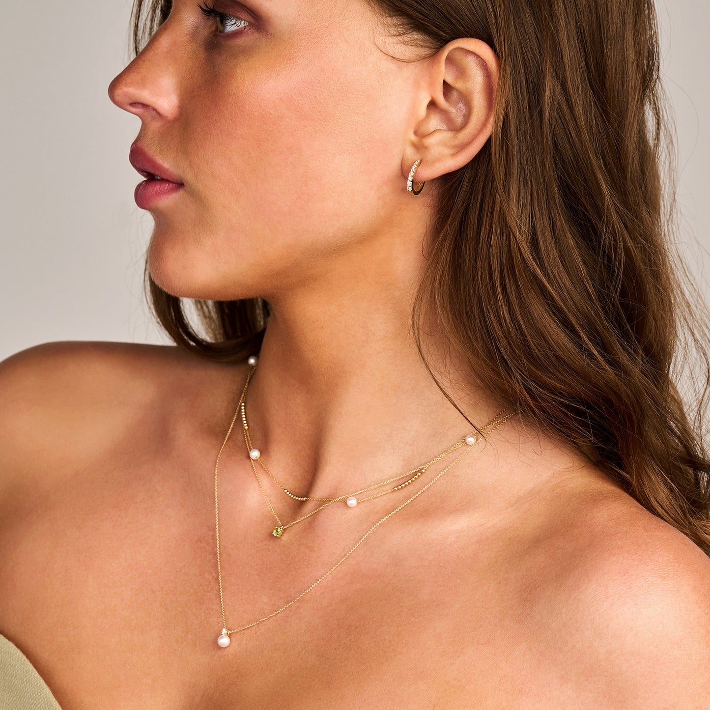 Halskette mit Perle und Zirkonia aus 585 Gold