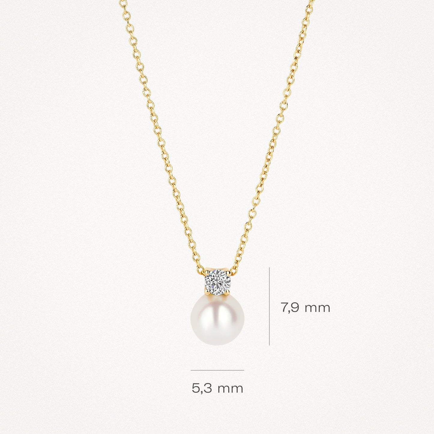 Halskette mit Perle und Zirkonia aus 585 Gold