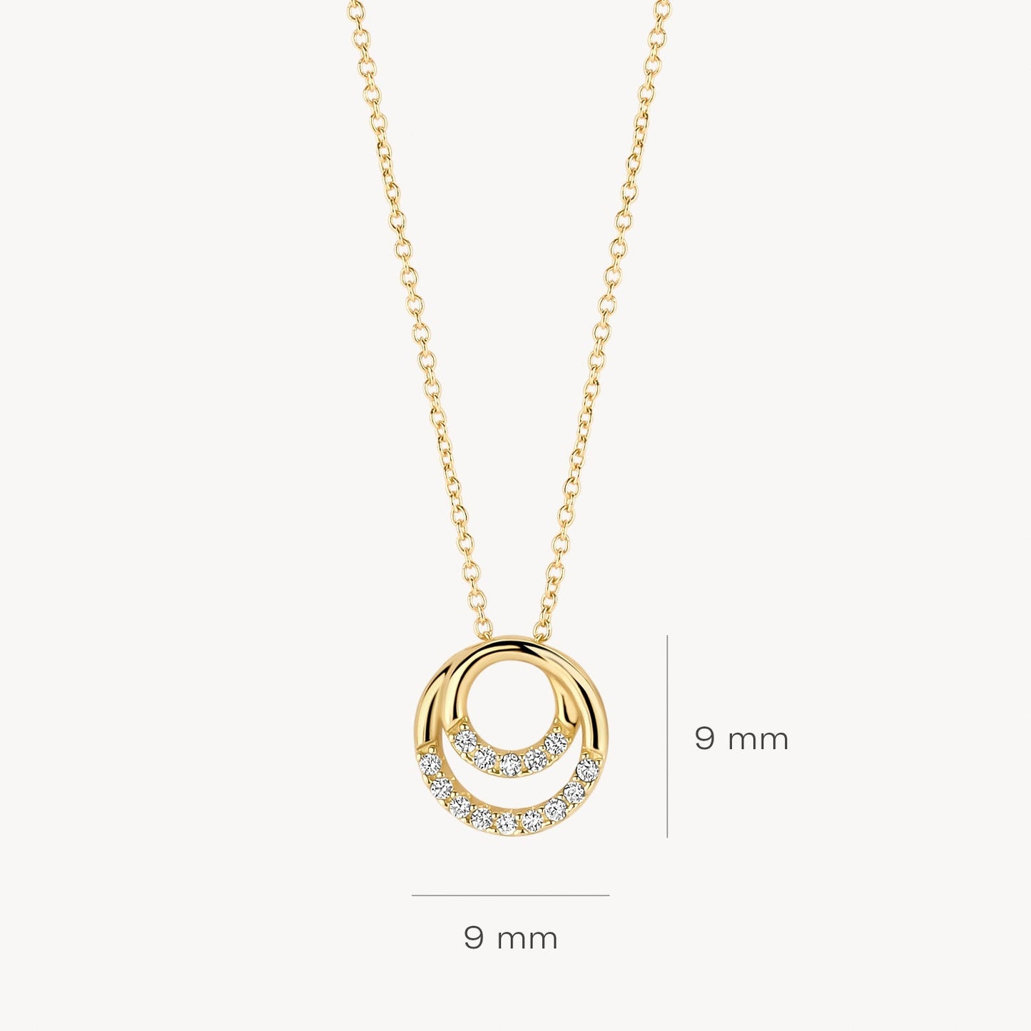 Halskette mit Ringen und Pavé-Zirkonia aus 585 Gold