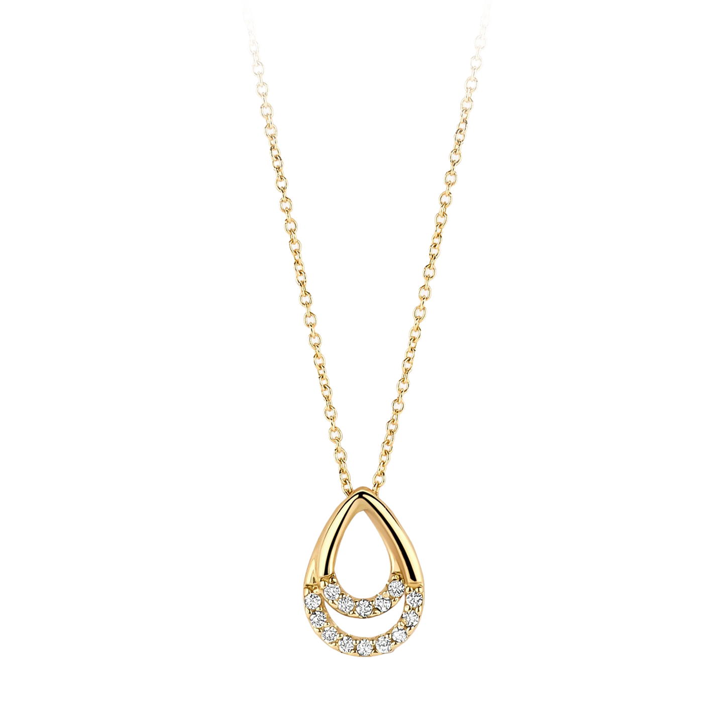 Halskette mit Tropfenform und Pavé-Zirkonia aus 585 Gold