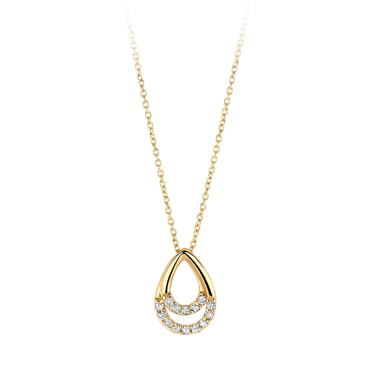 Halskette mit Tropfenform und Pavé-Zirkonia aus 585 Gold