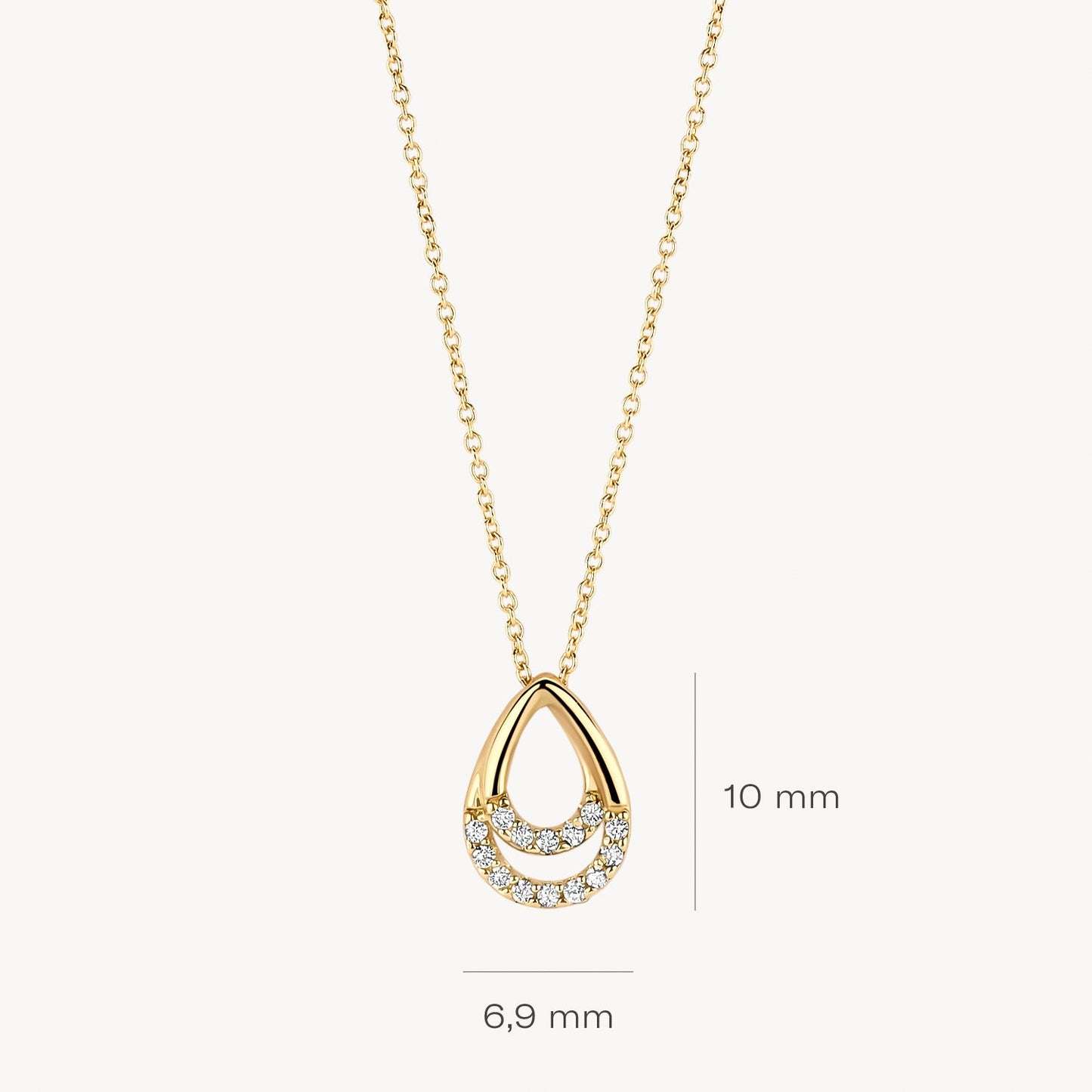 Halskette mit Tropfenform und Pavé-Zirkonia aus 585 Gold