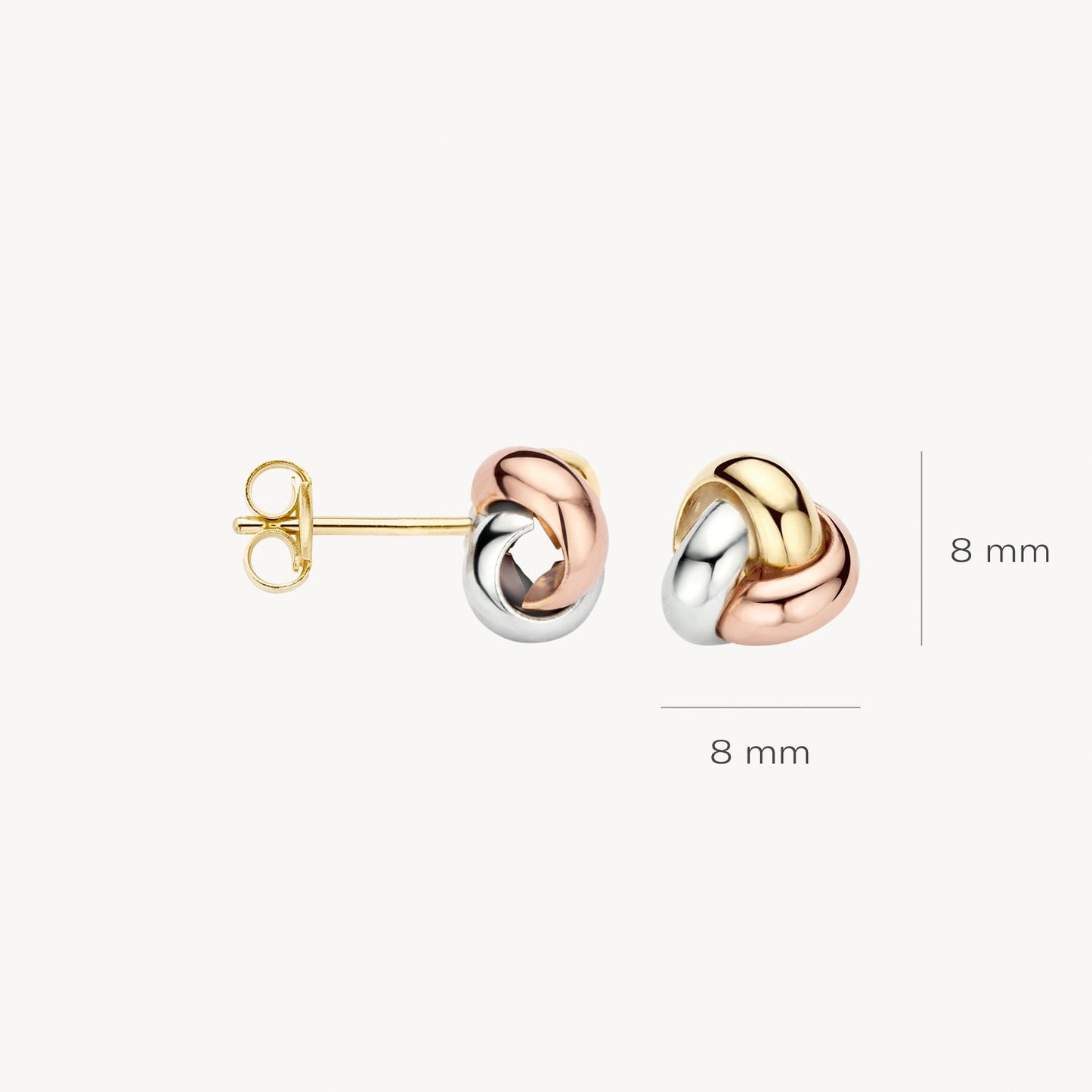 Ohrstecker 8mm aus 585 Tricolor-Gold - PERDONA