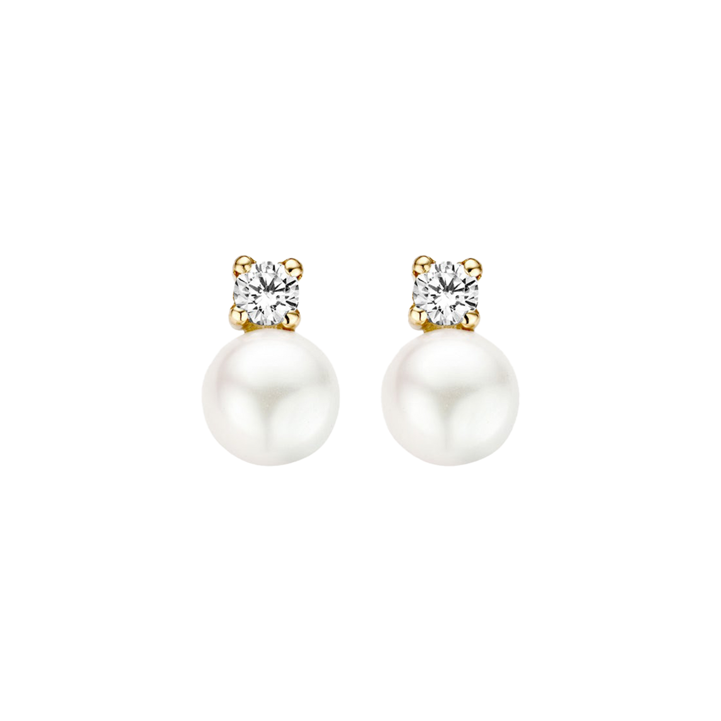 Ohrstecker Perle & Zirkonia aus 585 Gold