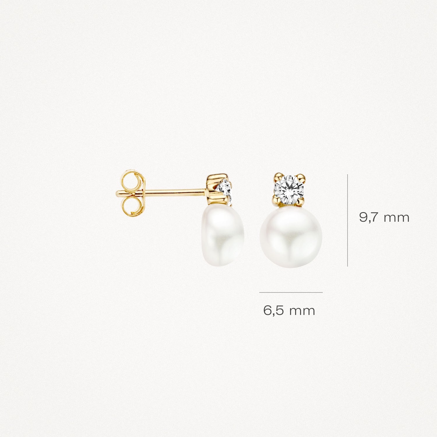Ohrstecker Perle & Zirkonia aus 585 Gold - PERDONA