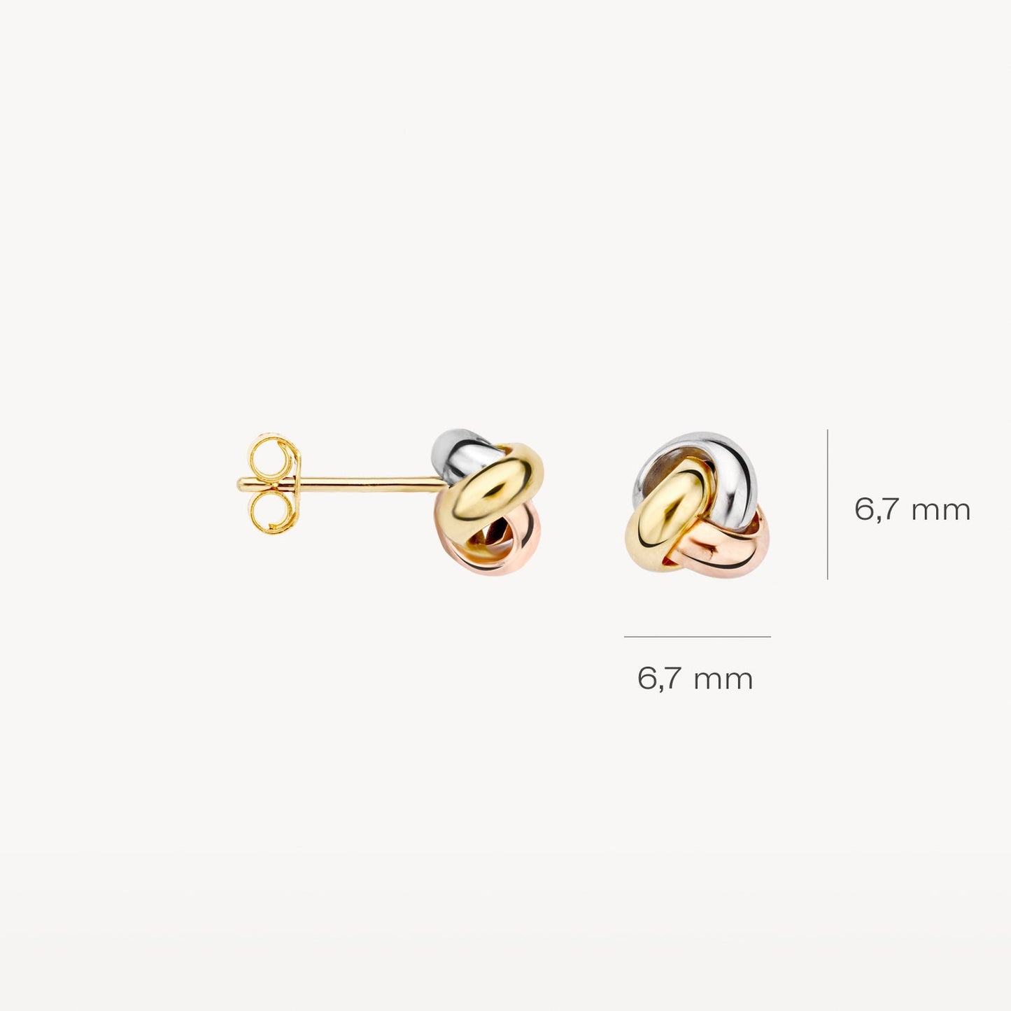 Ohrstecker 6,7mm aus 585 Tricolor-Gold - PERDONA