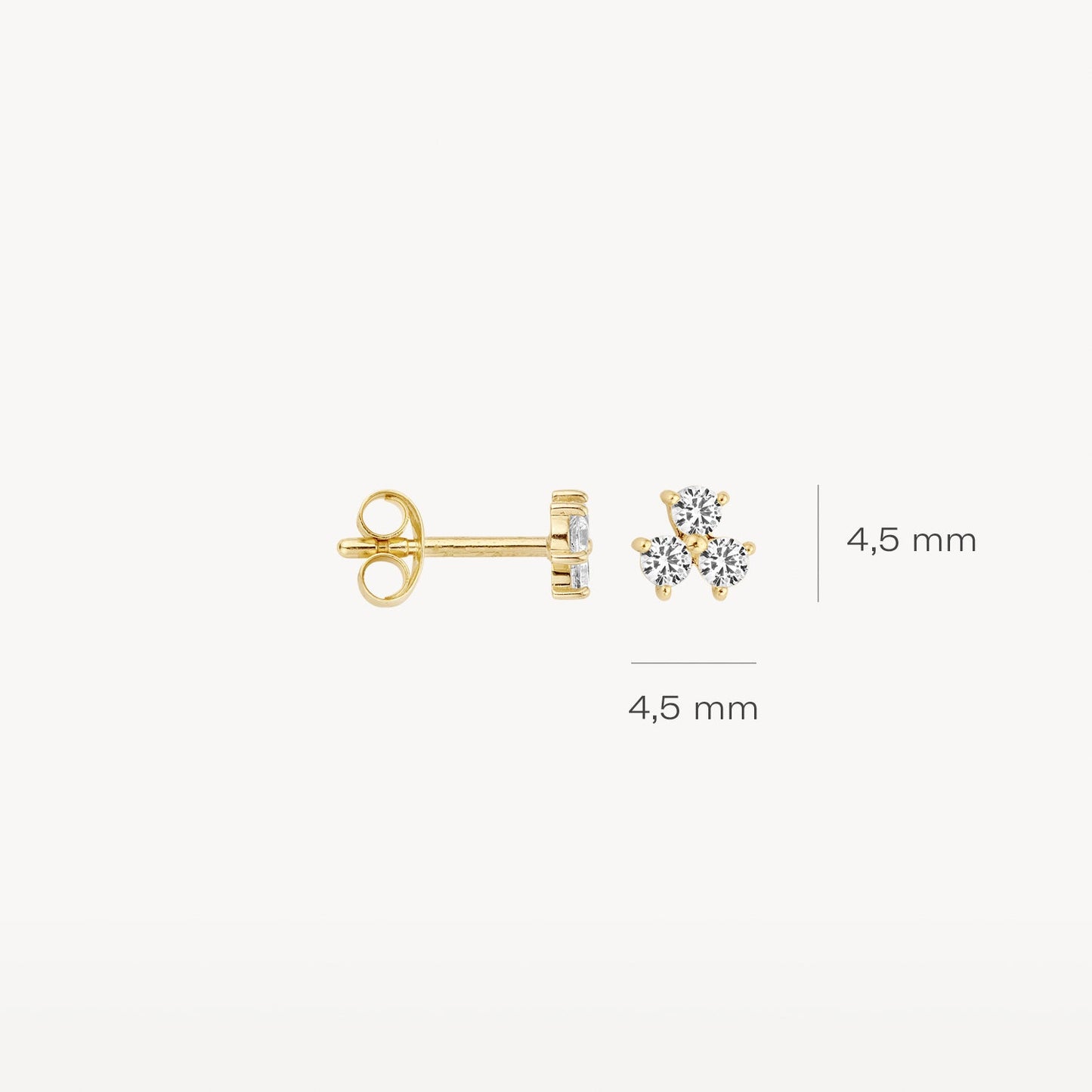 Ohrstecker drei Zirkonia 585 Gold - PERDONA