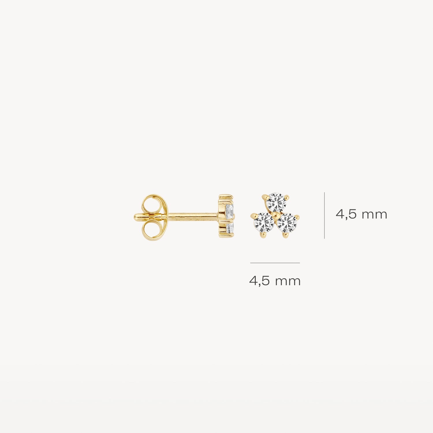 Ohrstecker drei Zirkonia 585 Gold - PERDONA