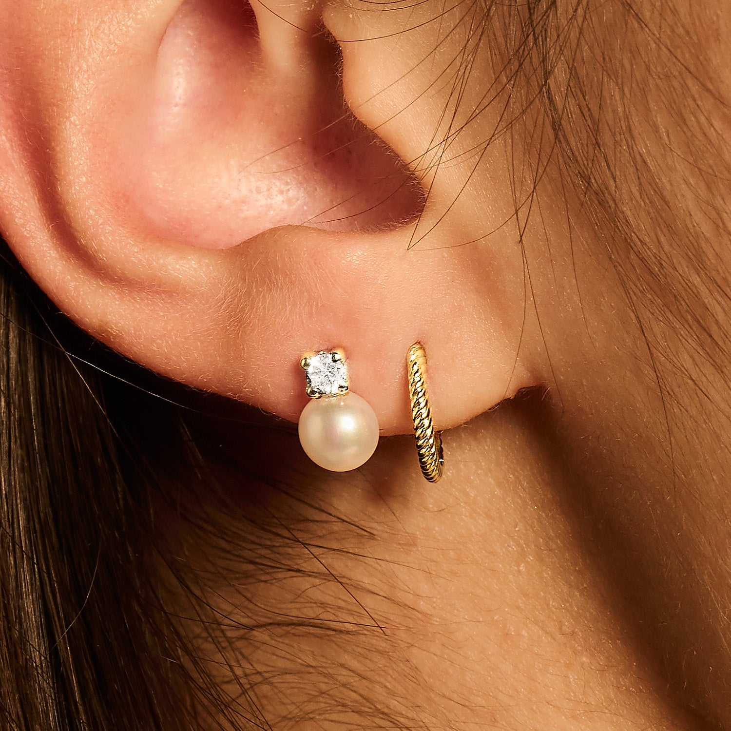 Ohrstecker Perle & Zirkonia aus 585 Gold - PERDONA