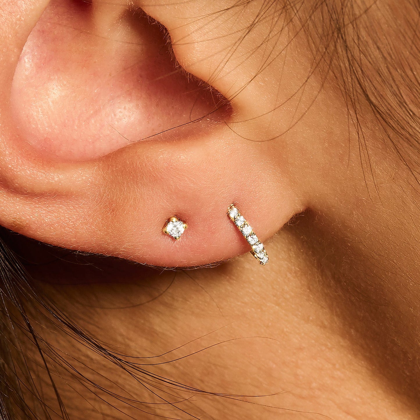 Creolen mit Pavé-Zirkonia aus 585 Gold
