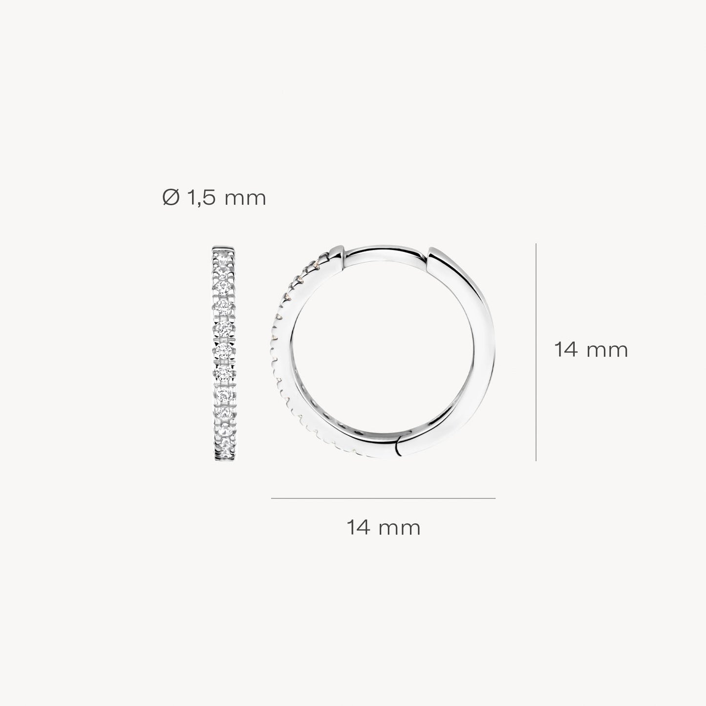 Creolen mit Pavé-Zirkonia aus 585 Weißgold - PERDONA