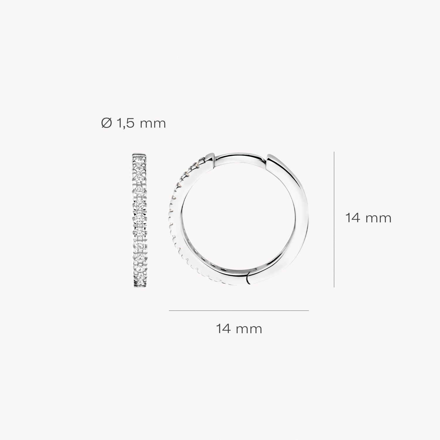 Creolen mit Pavé-Zirkonia aus 585 Weißgold - PERDONA