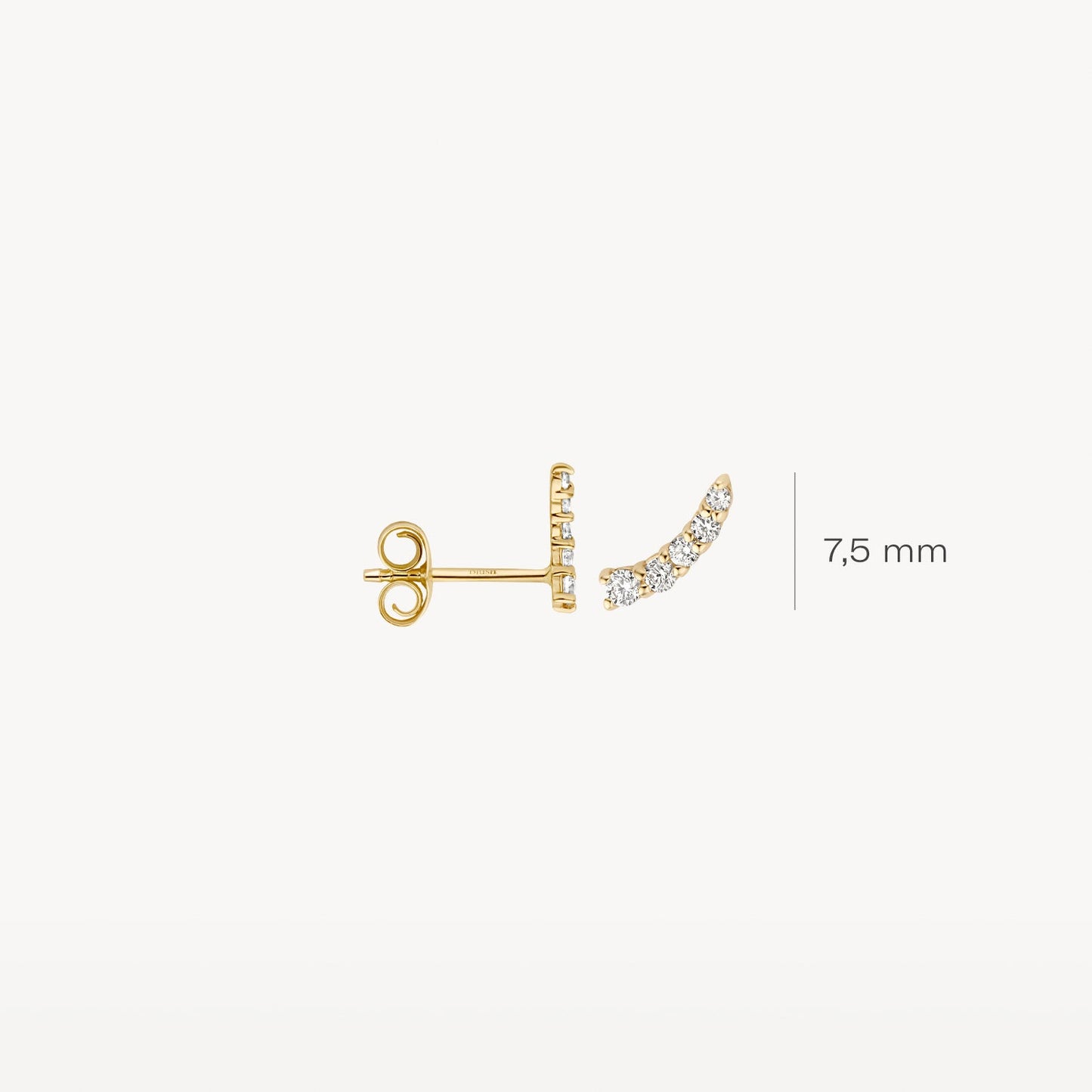 Bogenförmige Ohrstecker mit Pavé-Zirkonia aus 585 Gold