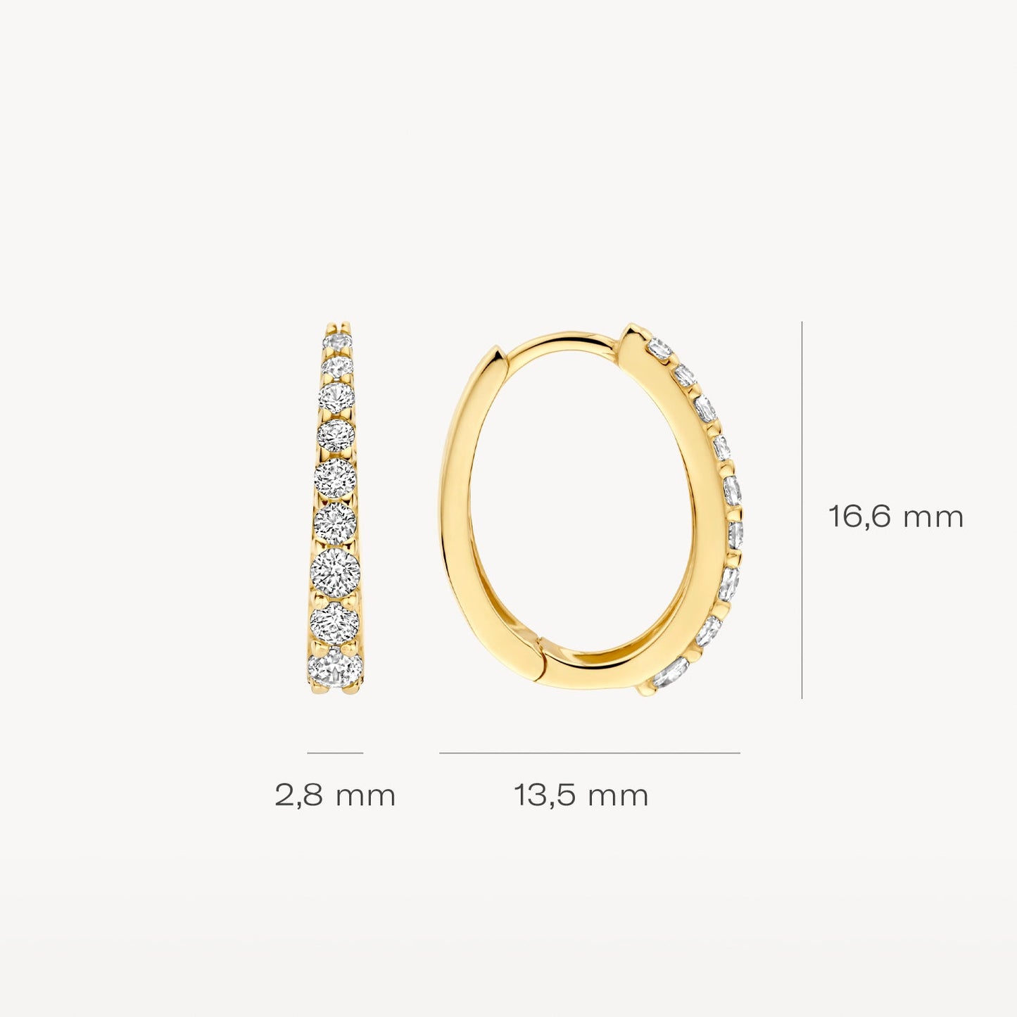 Ovale Creolen mit Pavé-Zirkonia aus 585 Gold