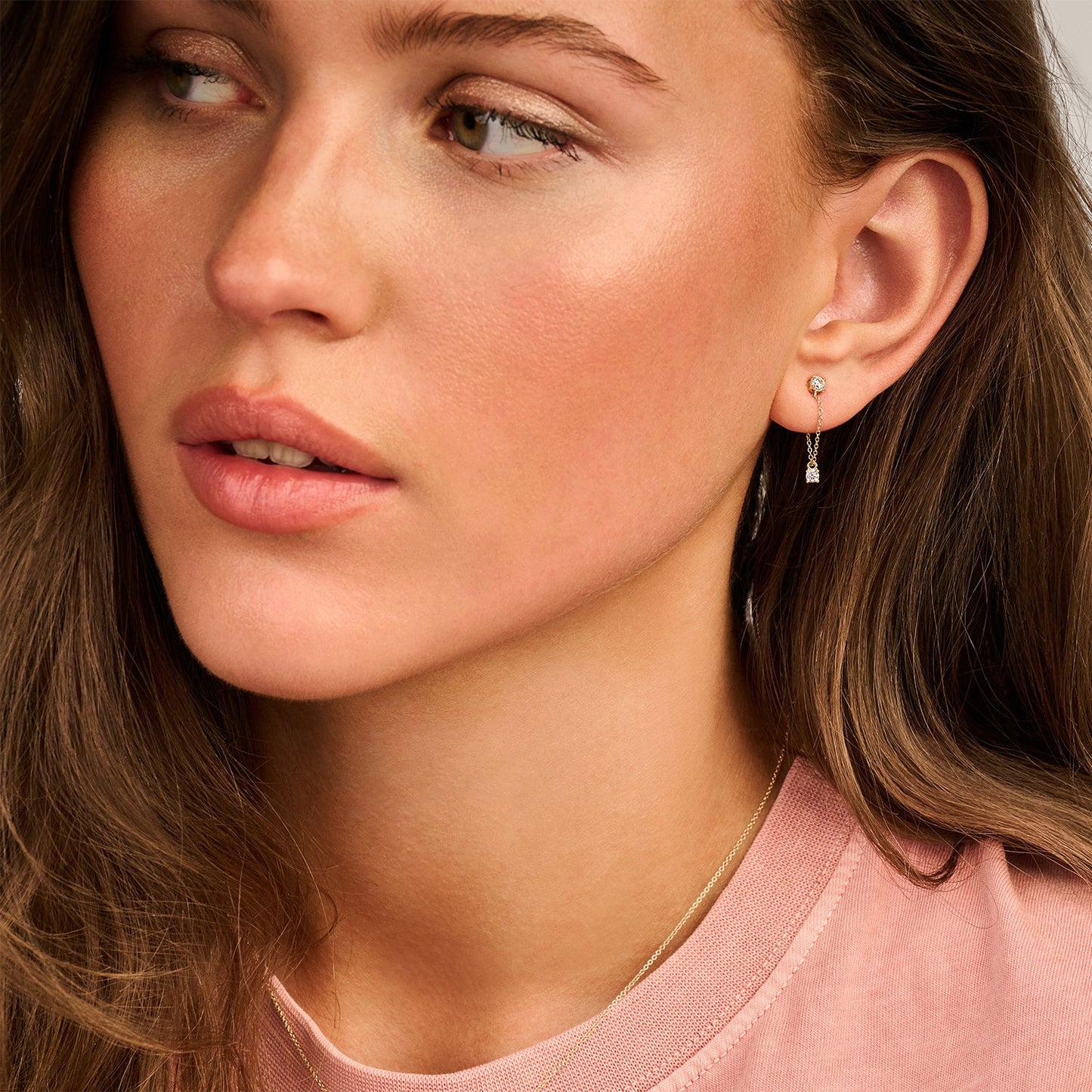 Ohrstecker mit Zirkonia und Kette aus 585 Gold - PERDONA