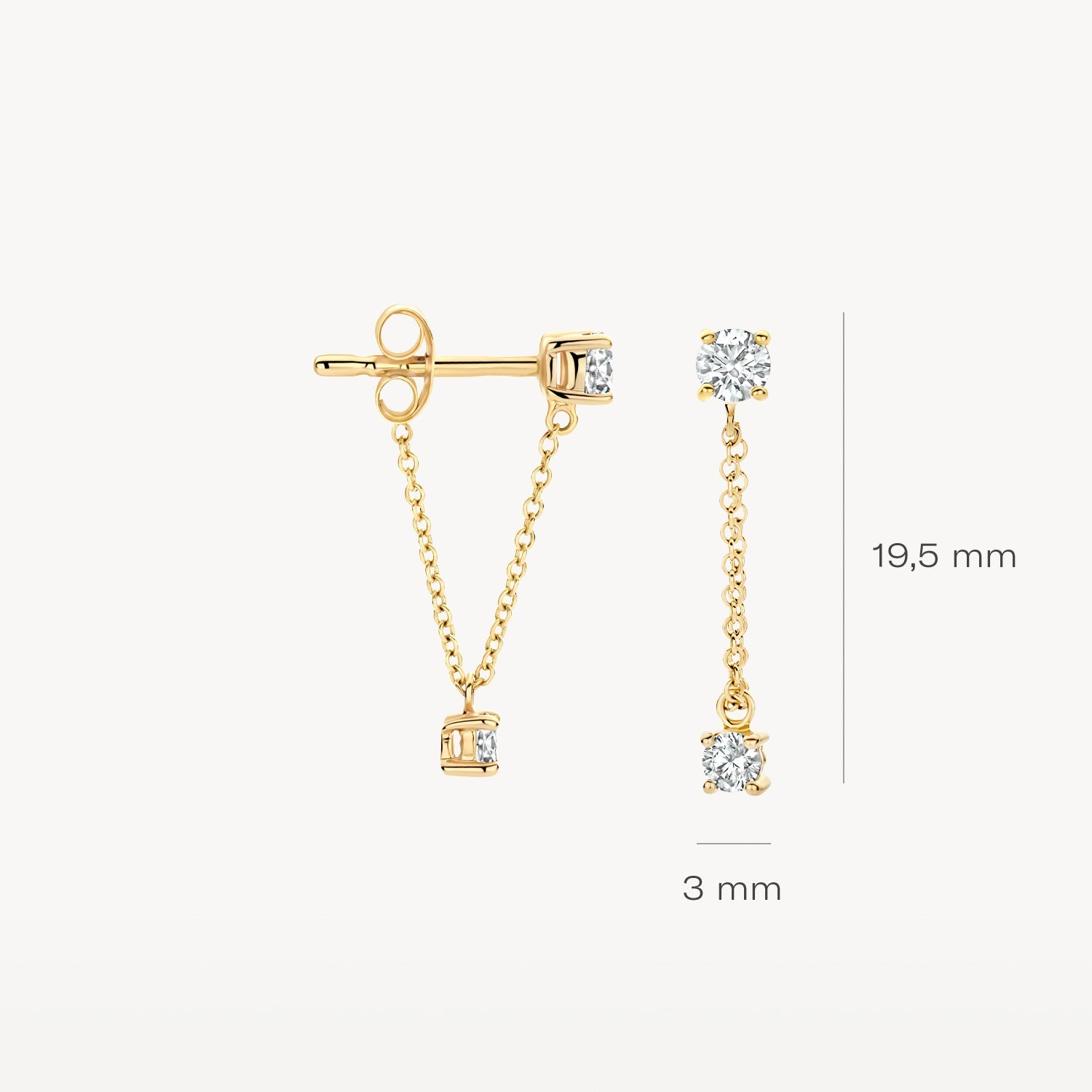 Ohrstecker mit Zirkonia und Kette aus 585 Gold - PERDONA