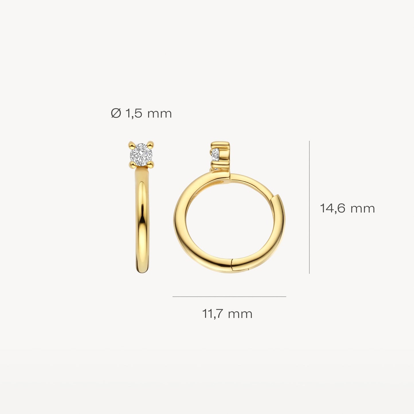 Creolen mit Solitär-Zirkonia  aus 585 Gold