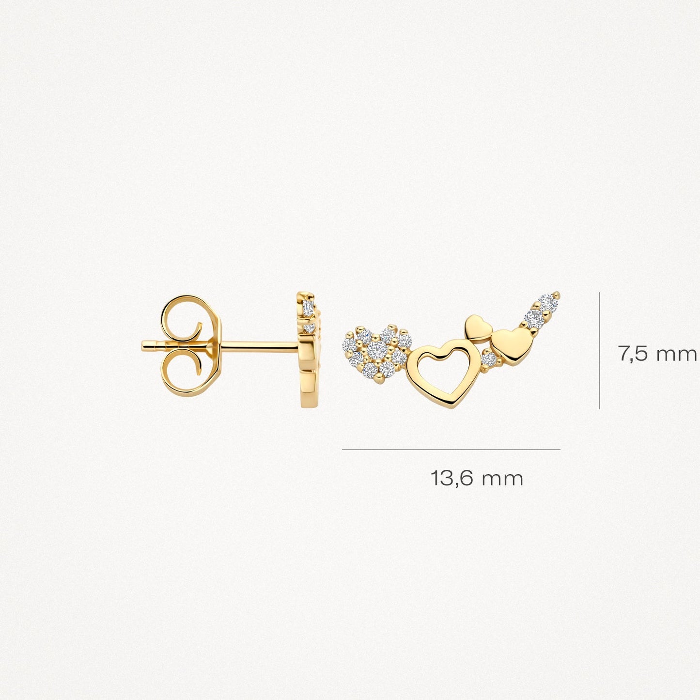 Ohrstecker mit Herzmotiven aus 585 Gold