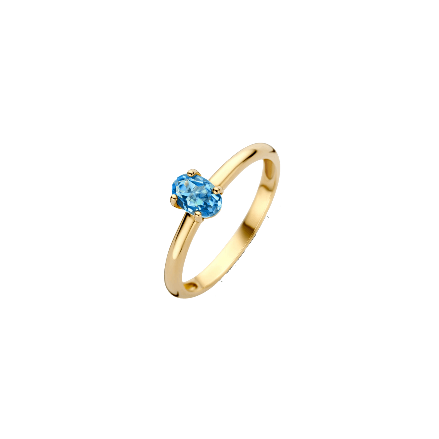 Ring mit Schweizer Blautopas in ovaler Chaton-Fassung