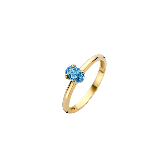 Ring mit Schweizer Blautopas in ovaler Chaton-Fassung - PERDONA