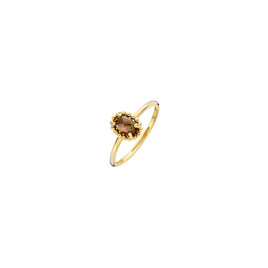 Ring mit schwarzem Perlmutt und Bergkristall - PERDONA