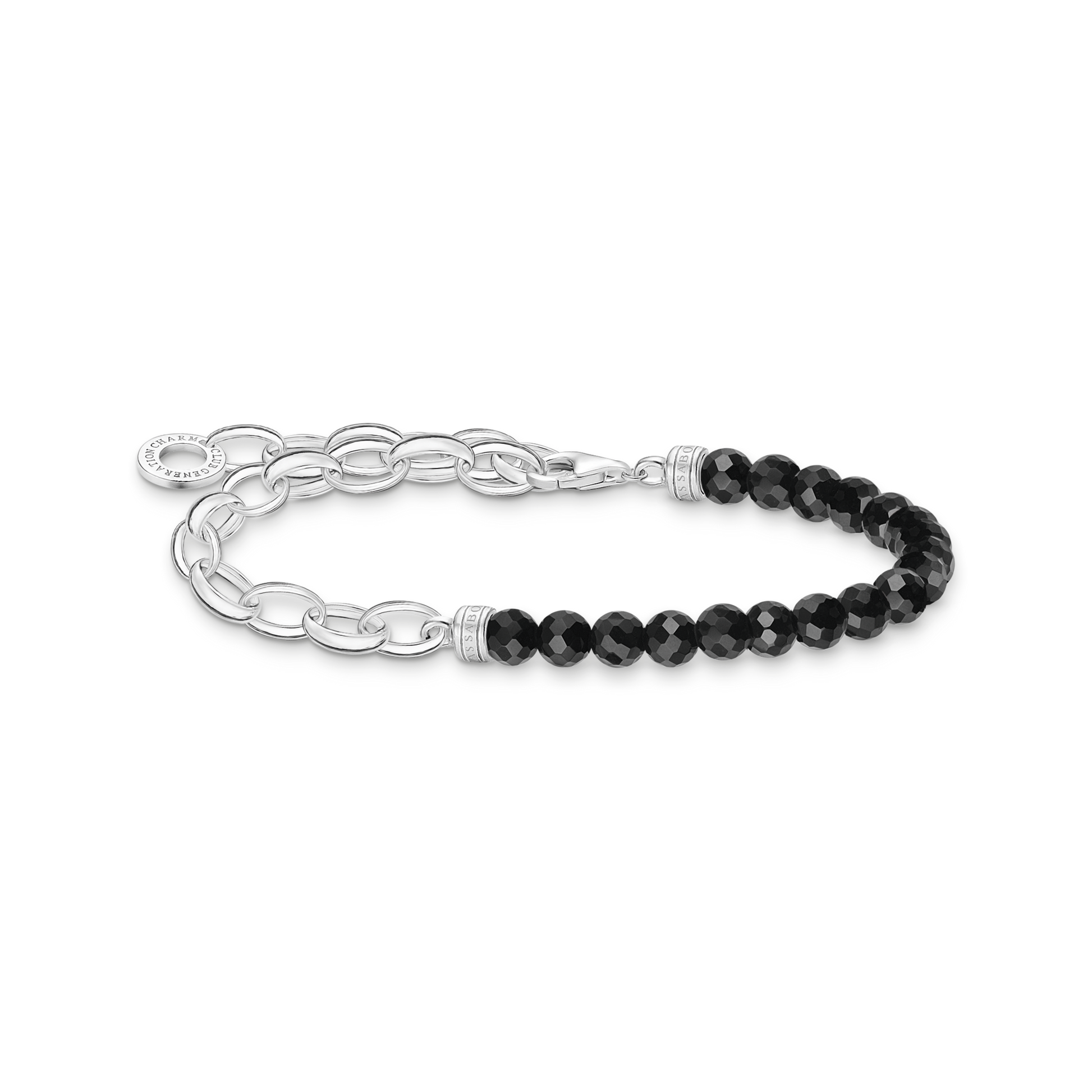 Charm-Armband mit schwarzen Onyx-Beads - PERDONA